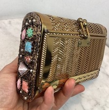 Antiga Bolsa de Embreagem Gaiola Chevron Pedra Colorida Tom Dourado Dorset Rex Quinta Avenida? comprar usado  Enviando para Brazil
