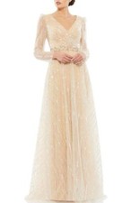 Vestido Mac Duggal bordado líquido manga longa linha A - Tamanho 18 (LK#163B) comprar usado  Enviando para Brazil