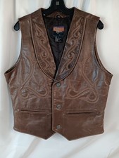 mens western brown leather vest for sale  Hyattsville