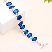 Pulseira de pedra preciosa tanzanita prata esterlina 925 presente de aniversário joia 7-8" comprar usado  Enviando para Brazil