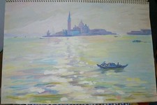 Tableau gouache ancienne d'occasion  Bardos