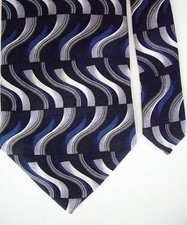 Gravata masculina Repp Ltd. geométrica de seda ondulada azul marinho 4" x 67" comprar usado  Enviando para Brazil