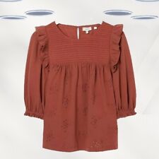Blusa feminina bordada manga 3/4 Ex Fat Face marrom comprar usado  Enviando para Brazil