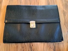 RARO Encontre Bolsa Mensageiro/Documento de Couro Preto Vintage 15"x11" Getty Oil, França comprar usado  Enviando para Brazil