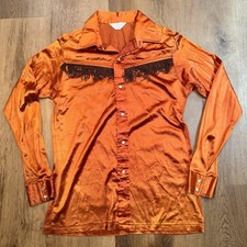 Camisa masculina caubói faroeste vintage anos 60 anos 70 pérola pressão franja gaúcha rockabilly grande comprar usado  Enviando para Brazil