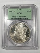 1881-S MORGAN DÓLAR PRATA PCGS OGH ETIQUETA VERDE MS65 7FCA25 comprar usado  Enviando para Brazil