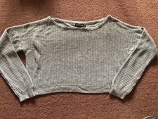 Grey cropped jumper for sale  LEICESTER