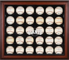 Vitrine de 30 bolas com logotipo de mogno com moldura Giants, usado comprar usado  Enviando para Brazil
