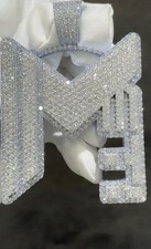 Pingente de carta personalizado de moissanita real redondo 3,00 ct folheado a ouro branco 14k comprar usado  Enviando para Brazil