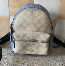 Mini mochila Coach Charlie em lona assinatura luz cáqui piscina comprar usado  Enviando para Brazil