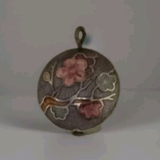 Berloque/pingente floral Cloisonne 1/2" pequeno puff redondo, usado comprar usado  Enviando para Brazil