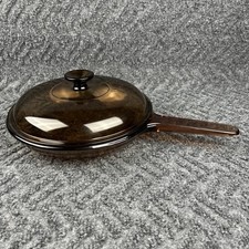Frigideira de vidro Corning Vision Ware âmbar 10” tampa pirex inferior waffle EUA, usado comprar usado  Enviando para Brazil