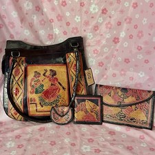 Bolsa de couro vintage feita à mão carteira conjunto de embreagem em relevo feita na Índia importada comprar usado  Enviando para Brazil