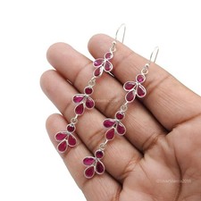Brincos pendurados de prata esterlina com pedra preciosa de zircônia cúbica rosa comprar usado  Enviando para Brazil