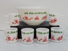 Vintage Tom And Jerry Hazel Atlas Tigela de Vidro de Leite Punch Egg Nog Conjunto 6 Xícaras Natal comprar usado  Enviando para Brazil