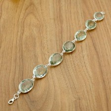 Pulseira de prata esterlina 925 feita à mão com pedra preciosa topázio branco tamanho 7-8", usado comprar usado  Enviando para Brazil