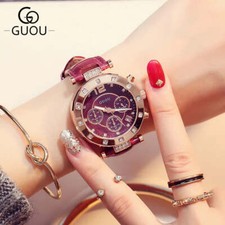 Moda Luxo Relógios Femininos Calendário Relógio Couro Relogio Feminino Semente comprar usado  Enviando para Brazil