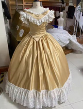 Vestido de baile amarelo da década de 1890 Guerra Civil princesa vitoriana fora do ombro elegante comprar usado  Enviando para Brazil