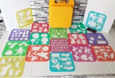 Lote antigo de 16 estênceis Tupperware Tuppertoys amarelos 1408 ABCs, usado comprar usado  Enviando para Brazil
