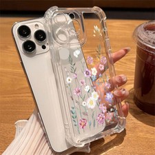 Usado, Capa protetora transparente flor à prova de choque para iPhone 16 15 Pro Max 16e 14 13 12 comprar usado  Enviando para Brazil