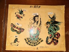 Folha flash de tatuagem usada à mão para máquina de imagem colorida da década de 1970 comprar usado  Enviando para Brazil