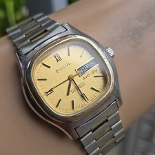Vintage BULOVA relógio automático masculino dia/data suíço 1977 comprar usado  Enviando para Brazil