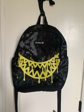 Mochila para laptop Hurley corante camuflado grafite amarelo neon mordida de tubarão bolsa escolar comprar usado  Enviando para Brazil