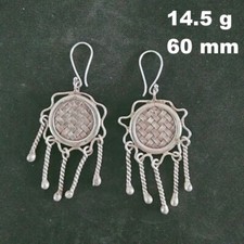Usado, Brincos finos de prata esterlina 925 joias 14 g artesanato tecido pendente berloques 23836 comprar usado  Enviando para Brazil
