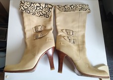Cream boots evisu for sale  BASILDON