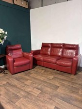 Red leather three for sale  WREXHAM