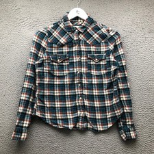 Camisa feminina Forever 21 flanela com botões manga longa pérola encaixe xadrez azul comprar usado  Enviando para Brazil