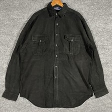 Camisa polo de trabalho vintage Ralph Lauren couro camurça grande preta com botões anos 90 comprar usado Camisa polo de trabalho vintage Ralph Lauren couro camurça grande preta com botões anos 90 comprar usado  Enviando para Brazil