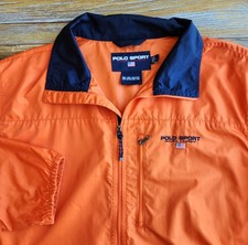 Jaqueta polo esportiva vintage logotipo Ralph Lauren corta-vento zíper laranja azul masculina G comprar usado  Enviando para Brazil