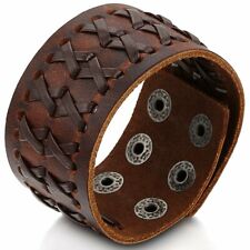 Usado, Pulseira ajustável masculina de couro marrom larga Punk Rock comprar usado  Enviando para Brazil