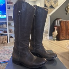 Linda Bota de Equitação Frye Feminina EUA 6B Pull On Melissa Botão Cinza Acastanhado! comprar usado  Enviando para Brazil