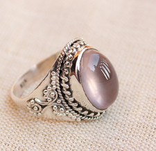 Usado, Lindo anel de grife de prata esterlina 925 pedra preciosa quartzo rosa todos os tamanhos SR1283 comprar usado  Enviando para Brazil