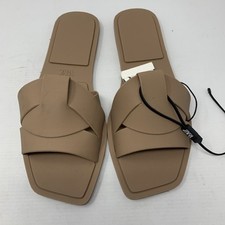 Sandálias deslizantes femininas Zara 39 UE/8 EUA bronzeado sola emborrachada sintética, usado comprar usado  Enviando para Brazil