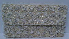 Bolsa de noite vintage creme branco frisado lantejoulas pérola embreagem Hong Kong comprar usado  Enviando para Brazil