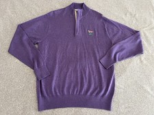 Suéter masculino médio Peter Millar LACC golfe seda algodão cashmere meio zíper roxo comprar usado  Enviando para Brazil