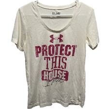 Camiseta para mujer talla mediana Under Armour blanca y rosa Protect This House segunda mano  Embacar hacia Argentina