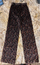 Calça de cintura alta vintage marrom veludo floral parte inferior de sino Patty Woodard XS comprar usado  Enviando para Brazil