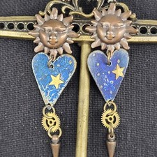 Brincos perfurados celestiais céu sol estrelas tom bronze longo 2" comprar usado  Enviando para Brazil