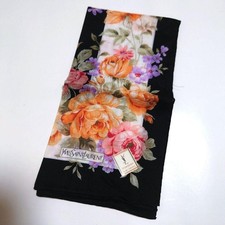 Lenço Yves Saint Laurent algodão 47cm 18′′ quadrado flor preto comprar usado  Enviando para Brazil