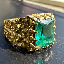 Anel masculino AAA+ pedra preciosa esmeralda real feito à mão ouro amarelo 18k muito elegante. comprar usado  Enviando para Brazil