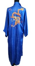 Usado, VIntage Silk Dragon Robe bordado à mão 100% seda azul quimono sem cinto dourado G comprar usado  Enviando para Brazil