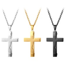Colar pingente bíblico cruz Jesus Cristo aço inoxidável oração senhores corrente masculina comprar usado  Enviando para Brazil