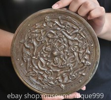 Espelho de bronze antigo chinês 8,4" dinastia dragão Pixiu besta bronze comprar usado  Enviando para Brazil