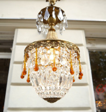 LUSTRE ANTIGO PEQUENO BRONZE TETO VIDRO LUZ COR BERNSTEIN CRISTAL comprar usado  Enviando para Brazil