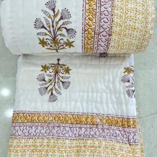 Cobertor indiano reversível estampado floral Jaipuri Razai colcha enchimento algodão, usado comprar usado  Enviando para Brazil