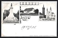 Klatovy, Radnice, Bodhy domek brejciho, Pomnik Brejciho, pocztówka  na sprzedaż Klatovy, Radnice, Bodhy domek brejciho, Pomnik Brejciho, pocztówka  na sprzedaż  Wysyłka do Poland